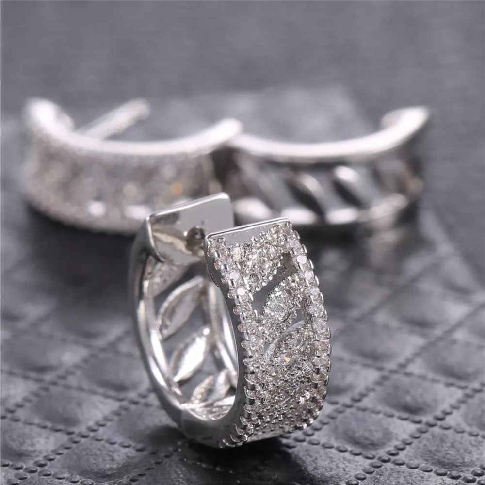 *NEW*Luxury 925 Silver Bridal Diamond Earrings - Picture 5 of 6